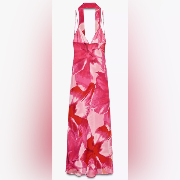 Zara FOULARD PRINT LONG DRESS - Picture 6 of 7
